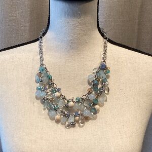 Elegant costume Silver and Blue Beaded Necklace